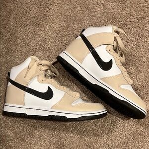 Nike High-Top Sneakers in Tan and White